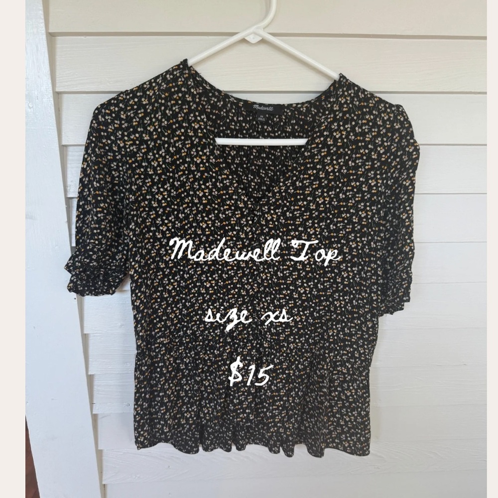 Madewell Black Floral Blouse